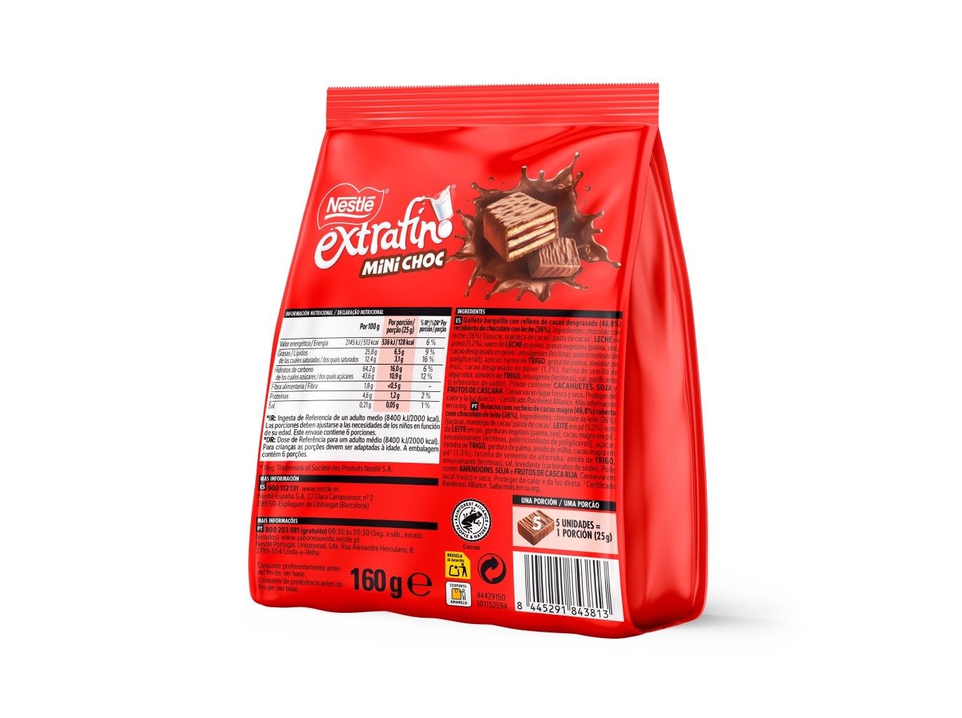 SNACK DE CHOCOLATE NESTLÉ EXTRAFINO MINI160G