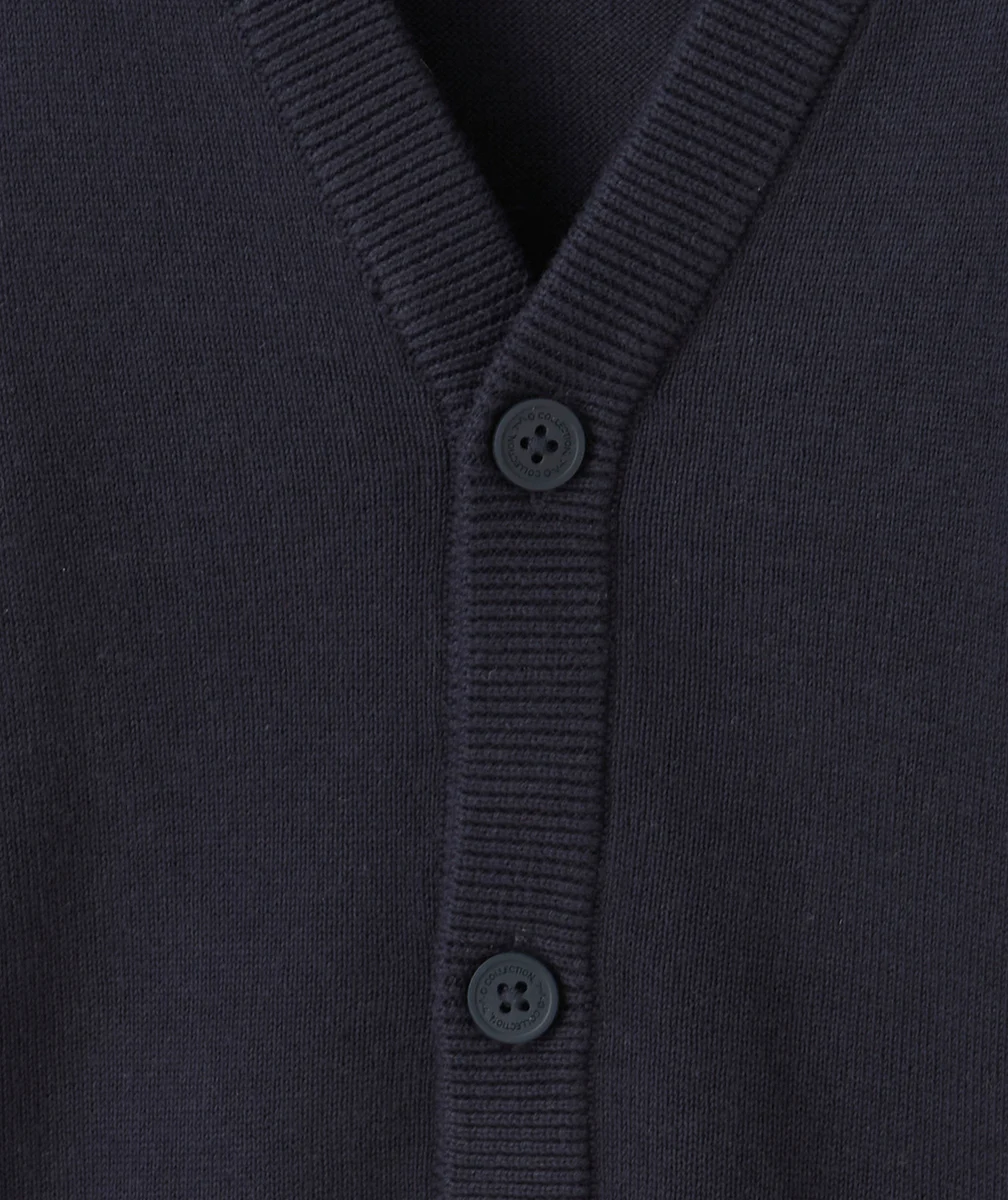 gilet en tricot manches longues garçon en coton bio bleu marine