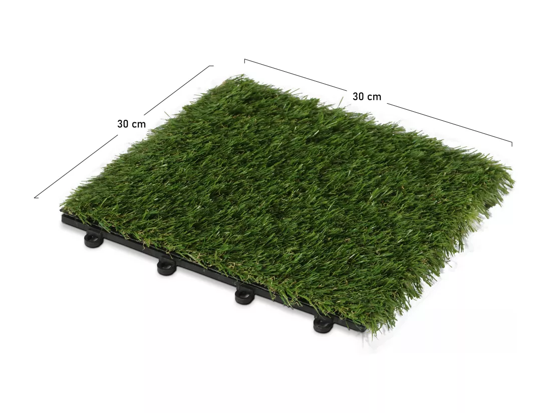 Lot de 16 dalles clipsables gazon artificiel vert