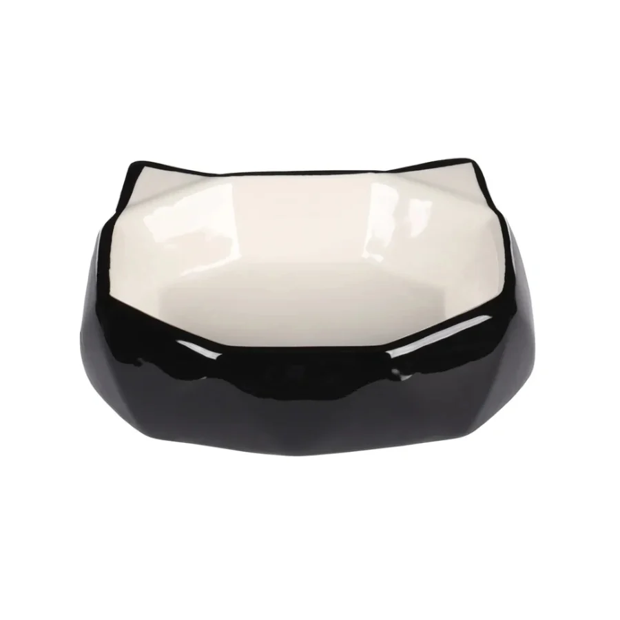Comedouro e bebedouro para gatos Flamingo Kubo preto e branco