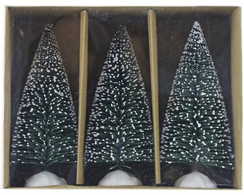 Kerstversiering, dennenbomen, 12,5 cm, groen, 3 stuks