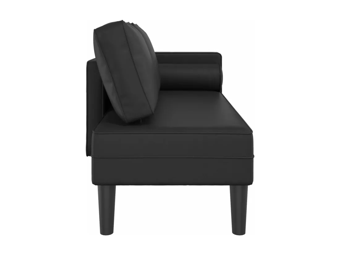 Prolenta Premium - Chaise longue avec coussins noir similicuir