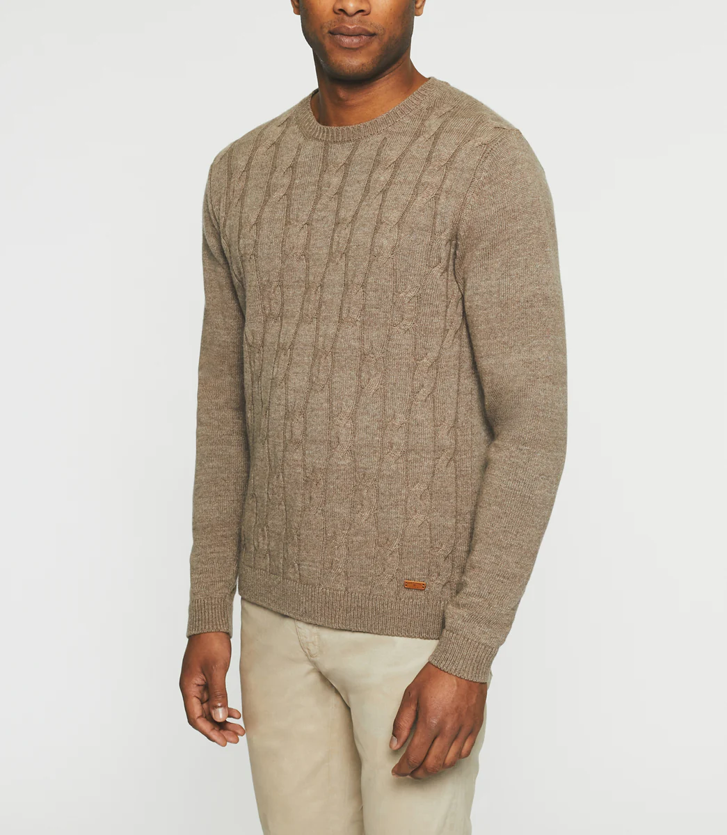 Pull col rond laine-cachemire marron BENITO