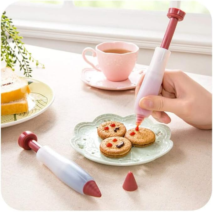(13.5cm) Silikon Schokoladen Stift Saucen Deko Garnier Spritze Verzier Spritzbeutel für Desserts / Kuchen / Tellerdeko