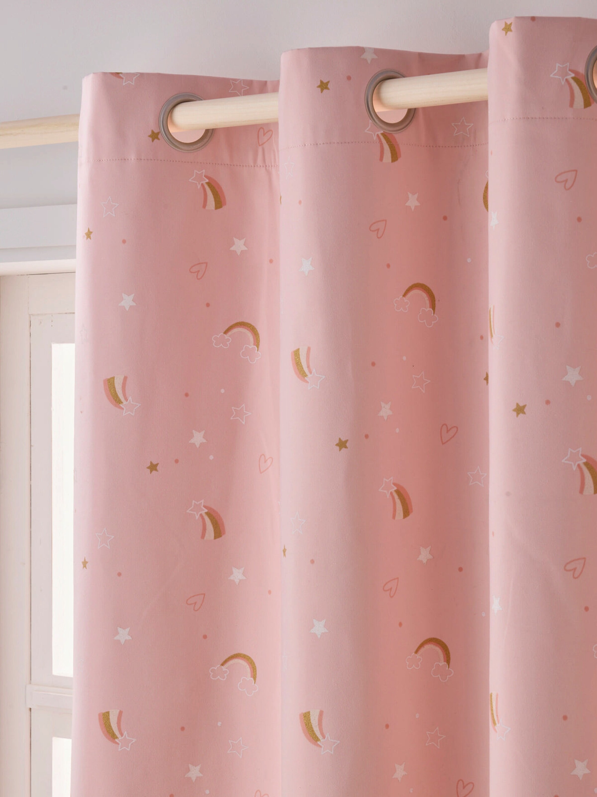 Vertbaudet Kinderzimmer Verdunkelungsvorhang REGENBOGEN, Leuchtmotive rosa