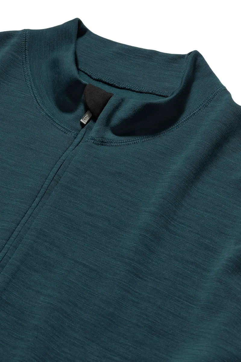 Panos Emporio Pe Wool Bamboo Half Zip Sweater Deep Teal
