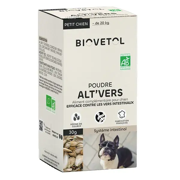 Biovetol - Alimento Saudável - Alt'vers em Pó Orgânico para Cães de Pequeno Porte <20kg - 30g