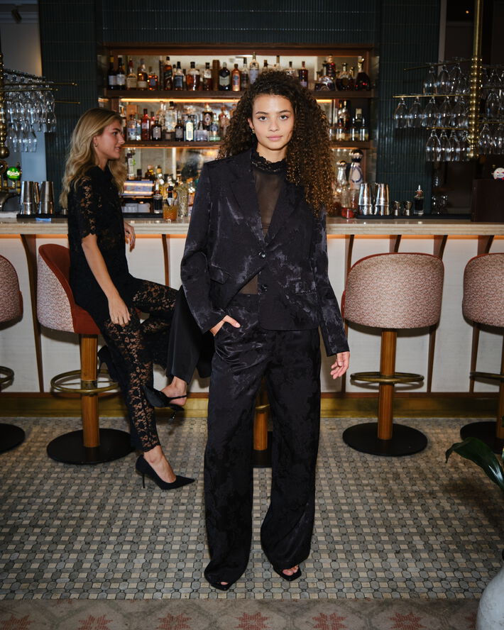 Neo Noir Emmett Jacquard Pants Black
