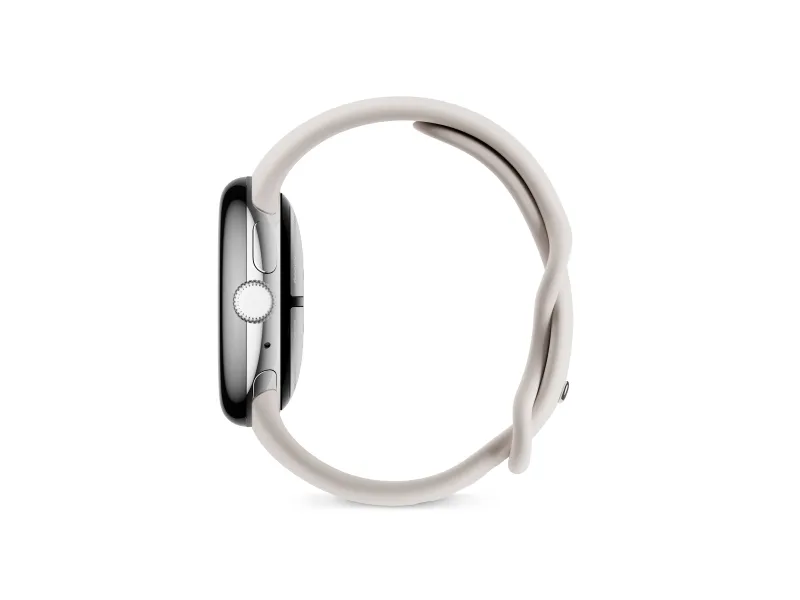 Google Pixel Watch 2 - Poleret sølvaluminium - smart ur med aktivt bånd - fluoroelastomer - porcelæn - båndstørrelse: S/L - 32 GB - Bluetooth, Wi-Fi, NFC, LTE - 4G - 31 g