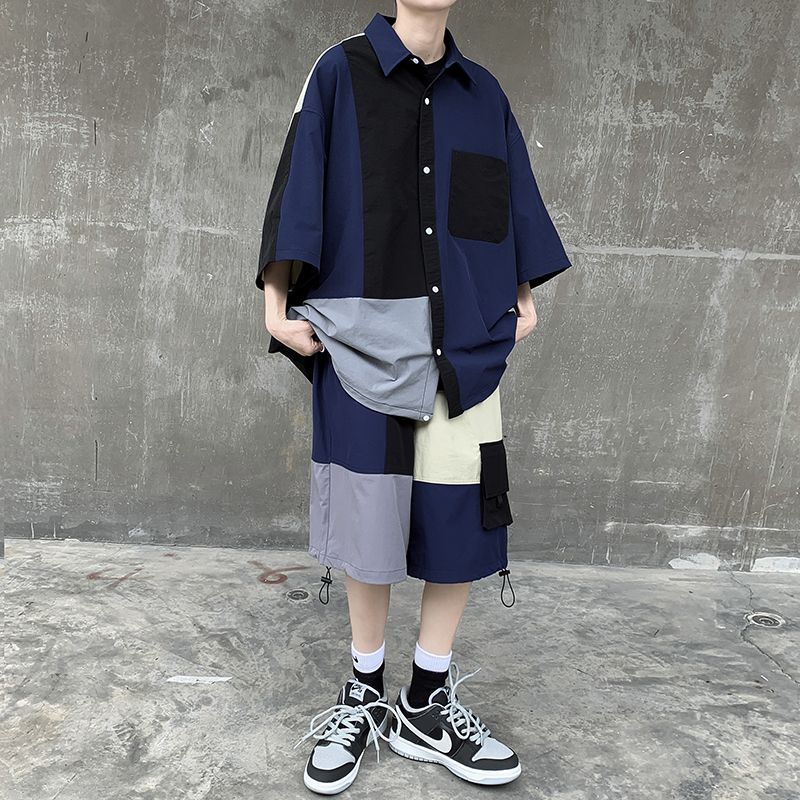 Antaeus - Set: Color Block Shirt met korte mouwen + Shorts
