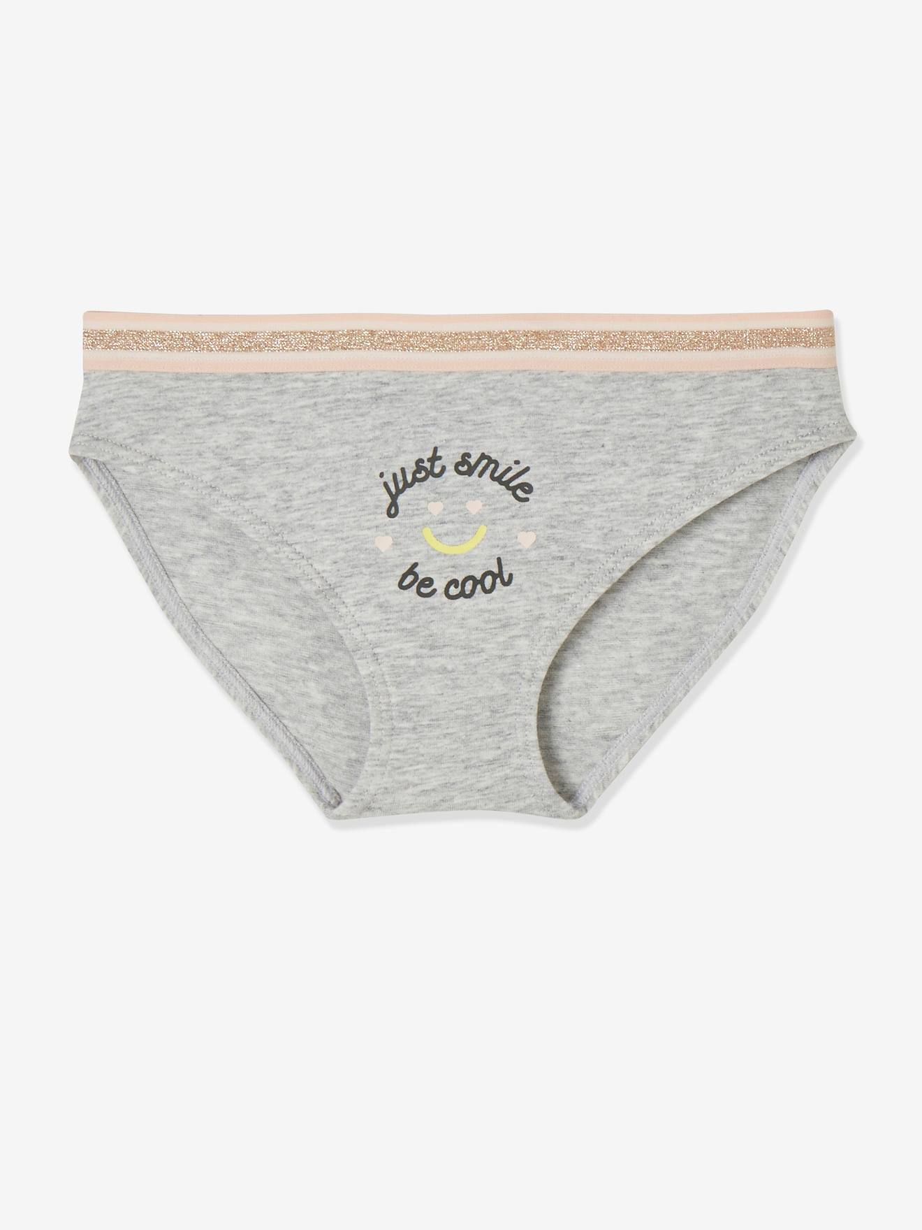 Pacote com 5 calcinhas listradas rosa claro para meninas.