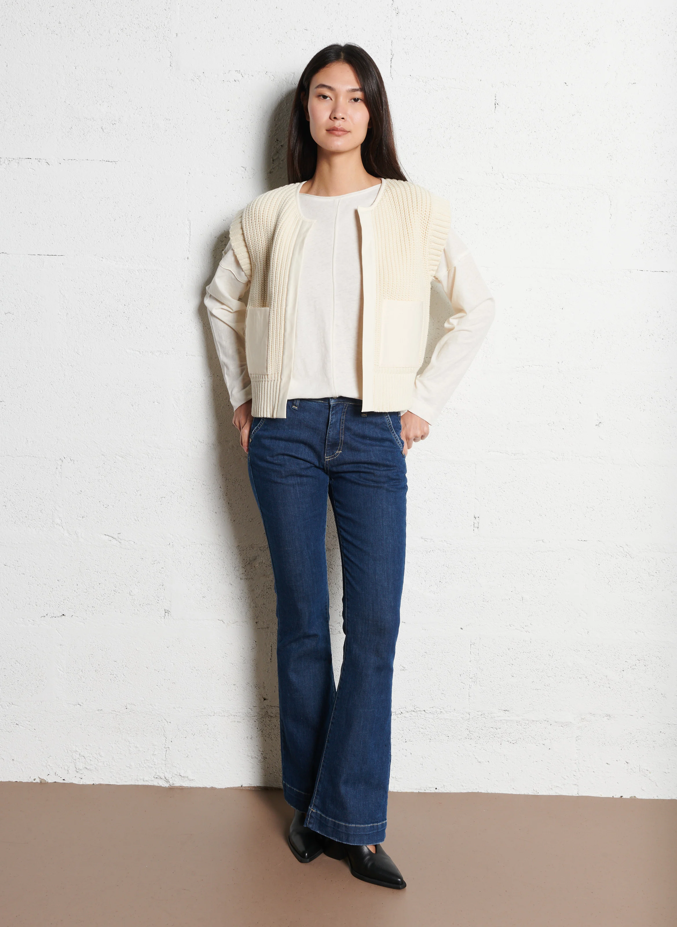 Jean boot-cut en coton | Bleu