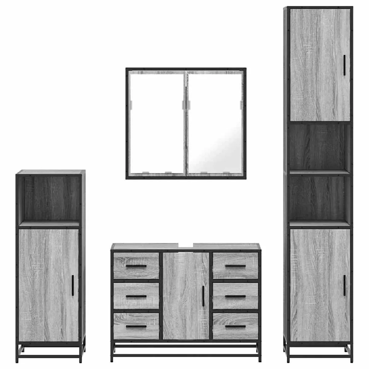 VidaXL Ensemble Salle de Bain - Sonoma Gris