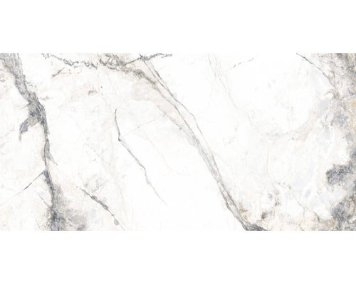 Wand- en vloertegel Visage Wit Grijs Goud 60x120x0,9cm, gepolijst, gerectificeerd