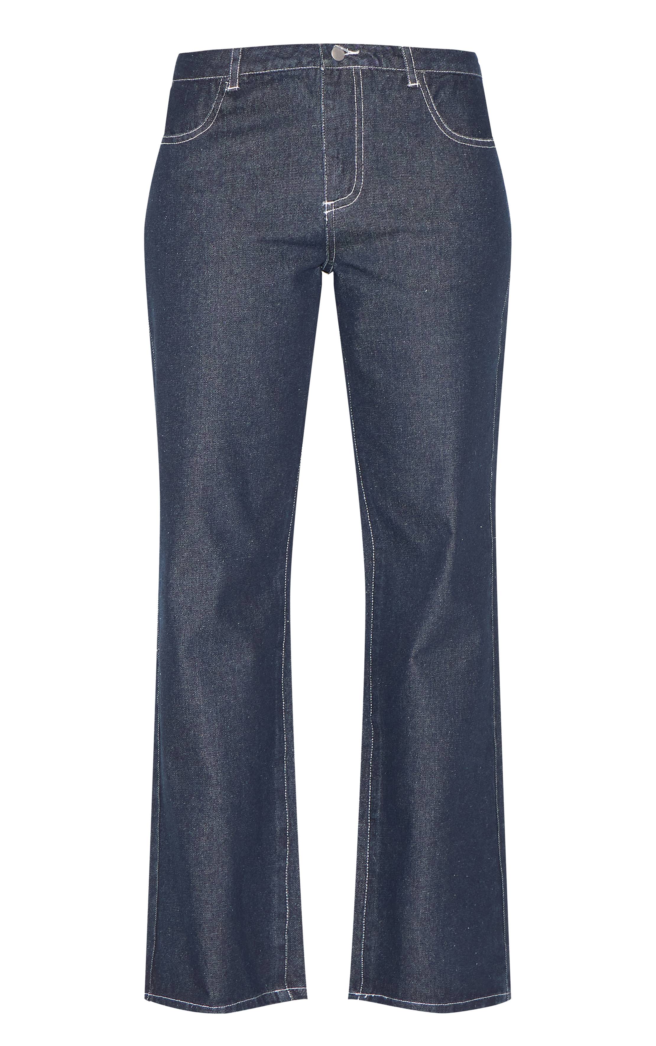 Raw Indigo Wash Jean Droit Taille Mi-haute