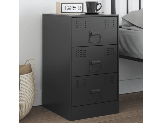 VIDAXL - Table de chevet noir 34,5x39x62 cm acier