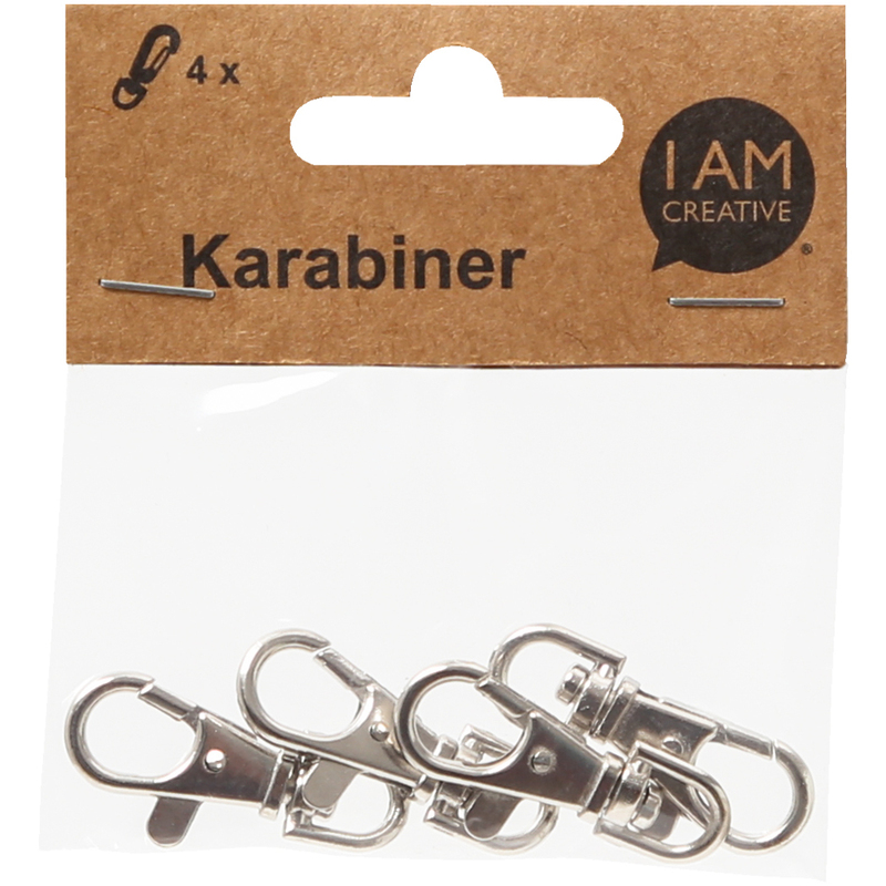 I AM CREATIVE Karabiner drehbar, 4 Stück, silber
