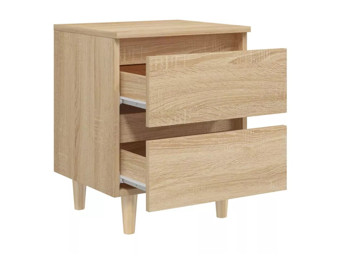 Prolenta Premium - Tables de chevet pieds en pin 2 pcs chêne sonoma 40x35x50 cm