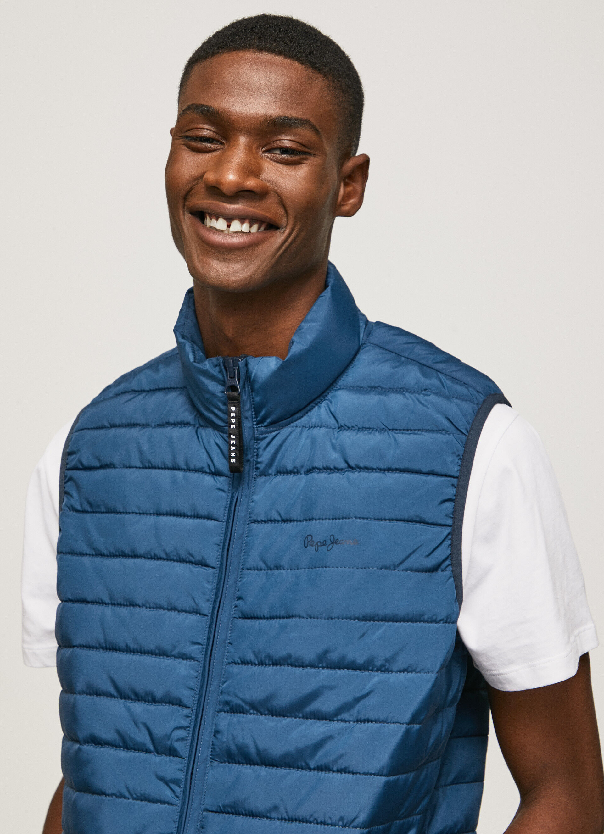 Colete acolchoado com fecho de zíper - Azul Jarman