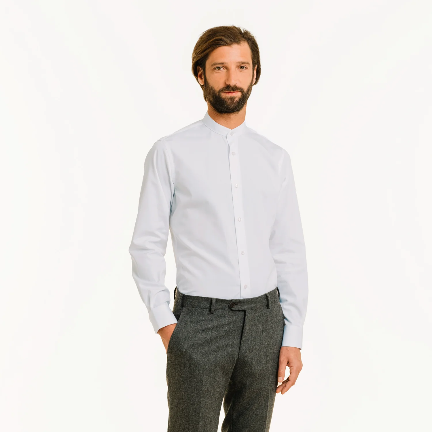 White double-twisted poplin shirt