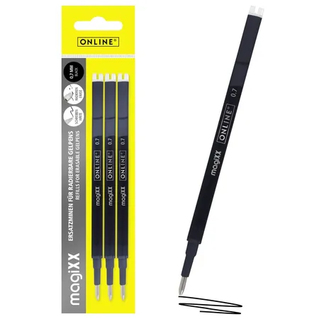 ONLINE Radierbare Ersatzminen für ONLINE magiXX Gelschreiber - 0,7 mm schwarz
