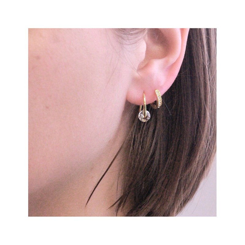 Boucles d'oreilles Classy - Doré et Cristal
