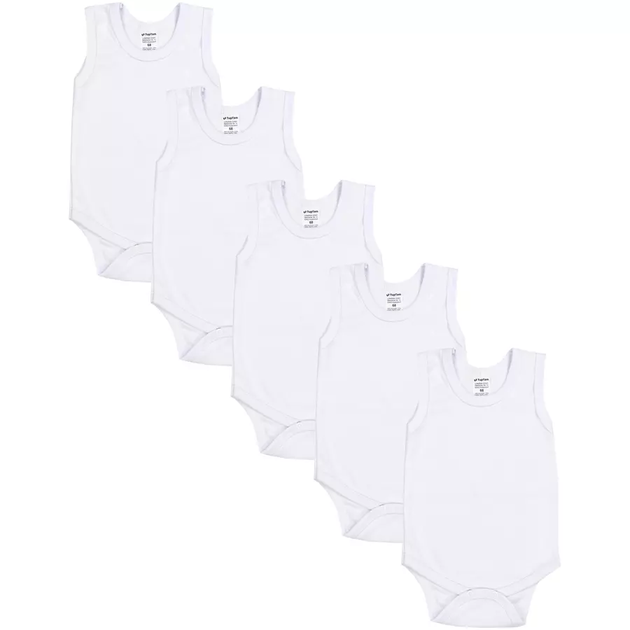 TupTam Baby Jungen Achselbody 5er Pack weiß