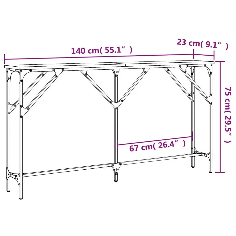 vidaXL - Consoletafel - Sonoma eiken - Bewerkt hout - 140x23x75 cm