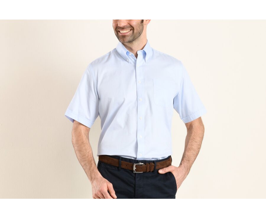 Chemise coton bleu pâle - Col américain - PATRICK MC