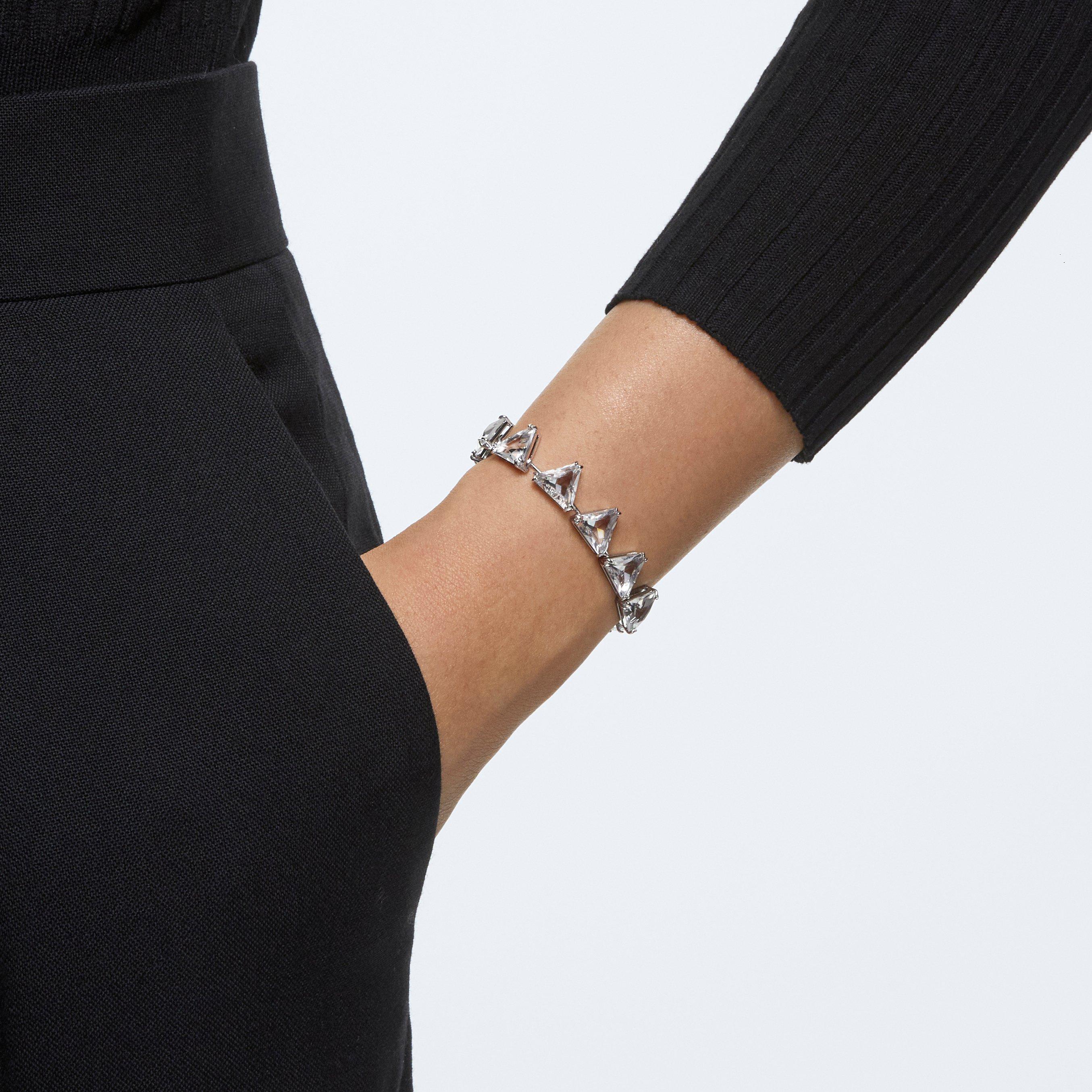 Swarovski Matrix Tennis bracelet, Triangle cut, White, Rhodium plated