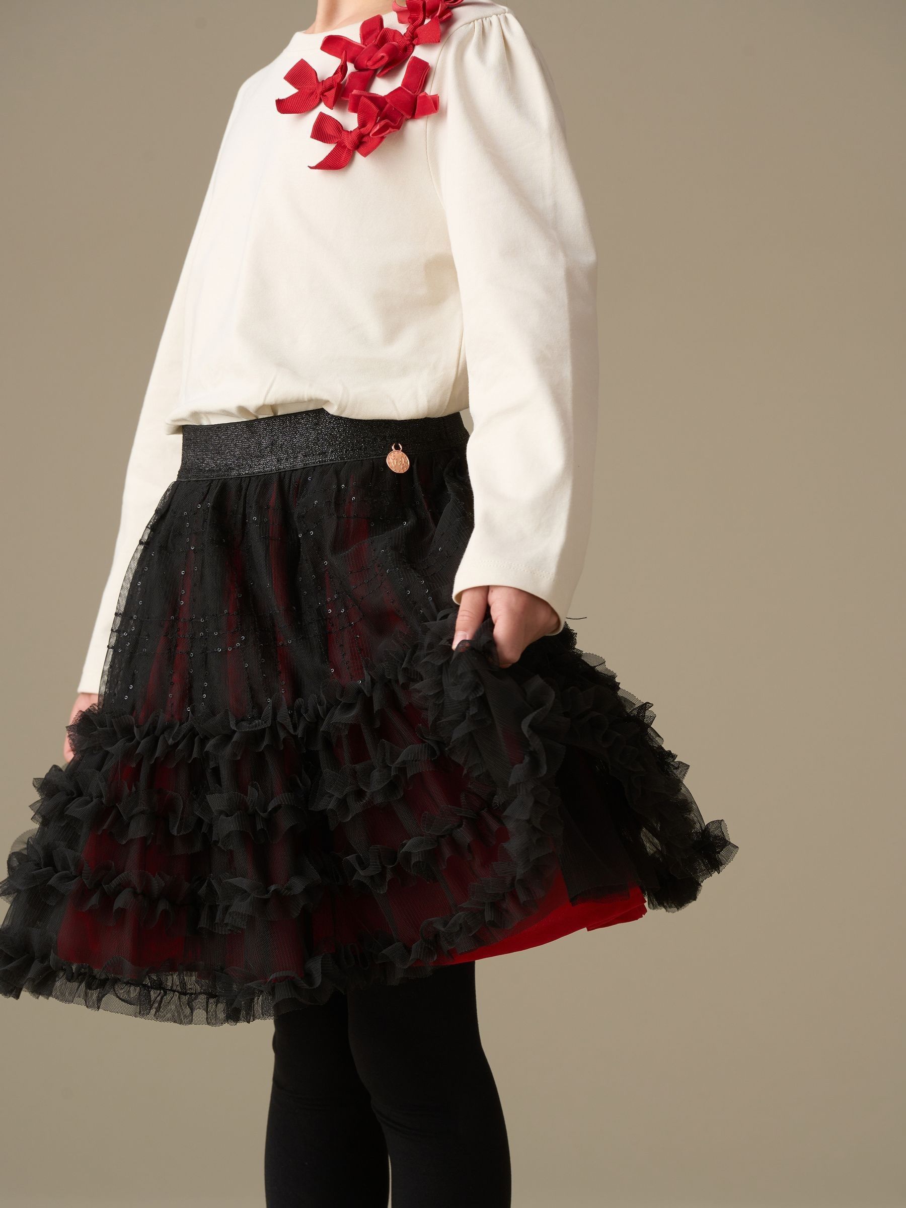 Angel & Rocket Darby Sequin Tartan Mesh Skirt