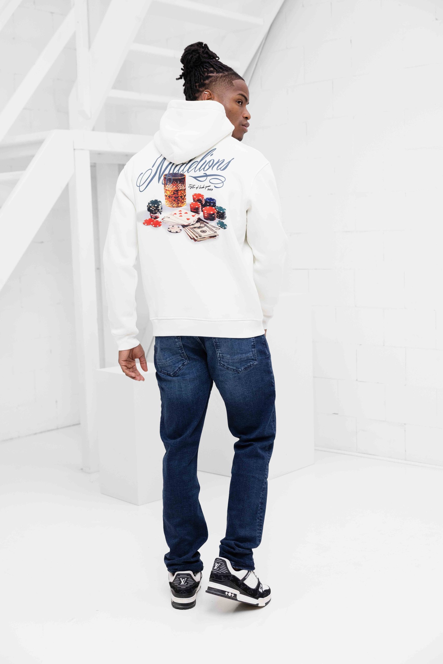 Malelions Playing Cards Hoodie Heren Wit