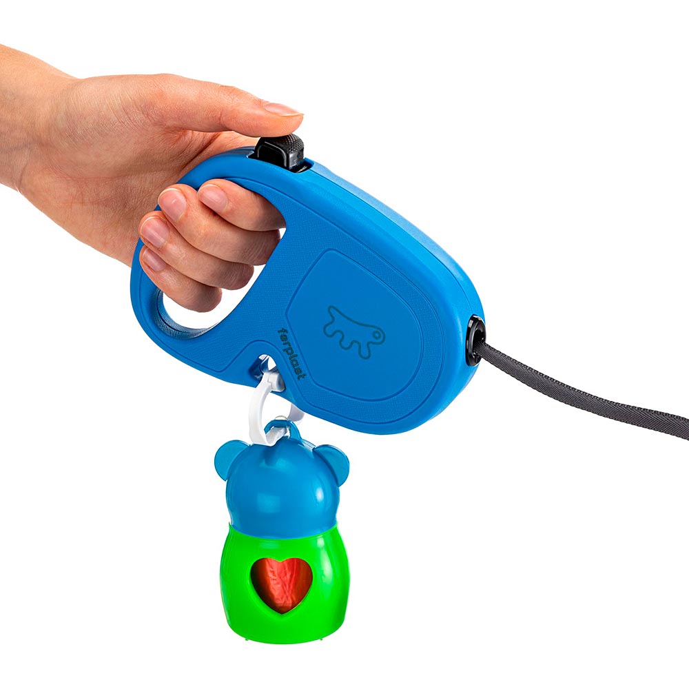 Laisse rétractable pour chiens de taille moyenne flippy one tape s, sangle extensible 4 m, max 15 kg, bleu