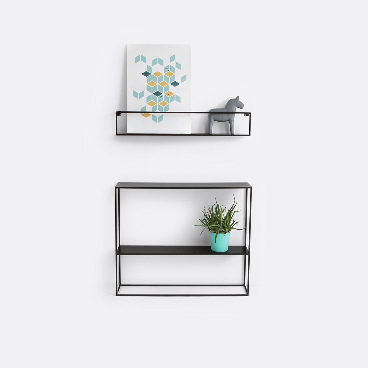 LA REDOUTE INTERIEURS<br>Mesa de consola em aço, com duas prateleiras, Miva