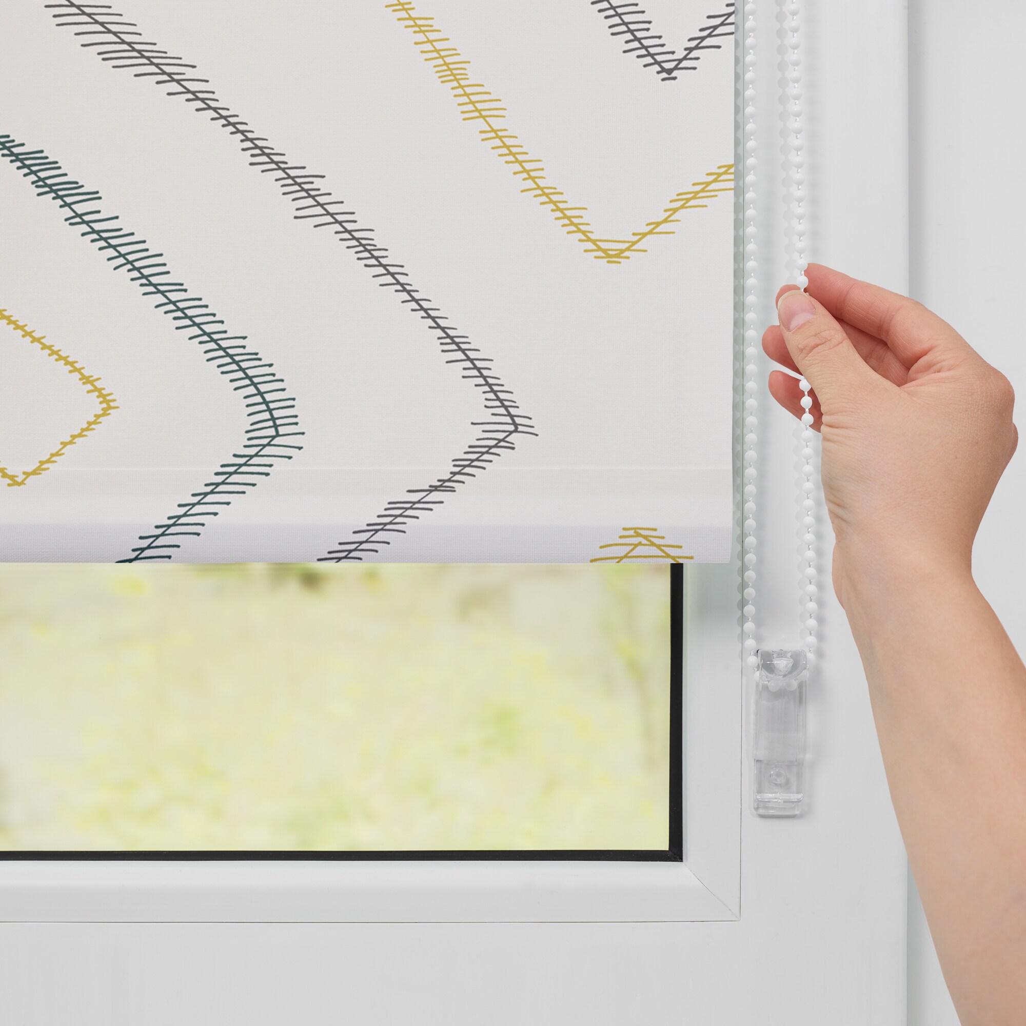 Lichtblick Rollo Klemmfix, ohne Bohren, blickdicht, Stripy Boho Rectangle- Beige