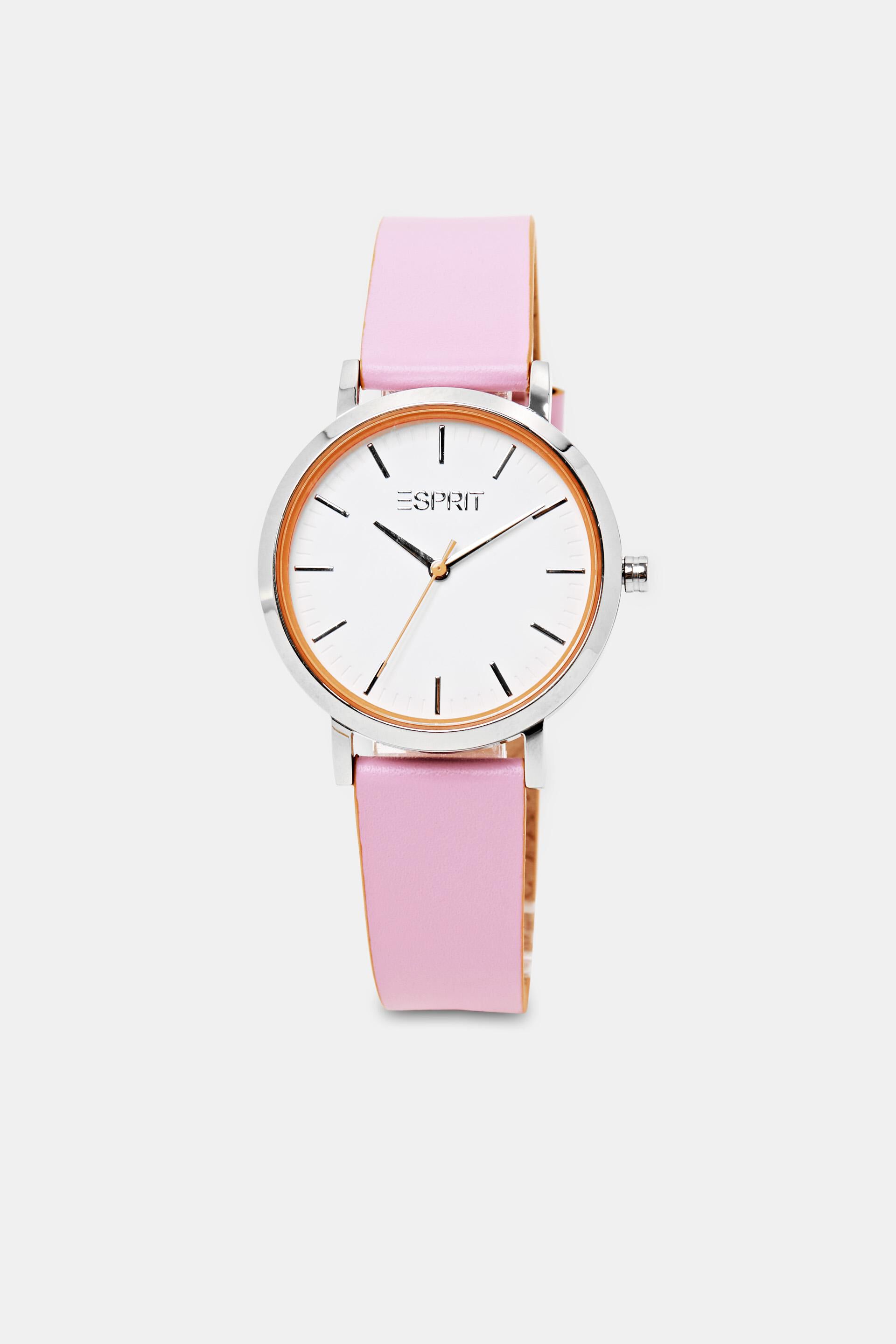 Montre-bracelet en acier inoxydable à bracelet en cuir