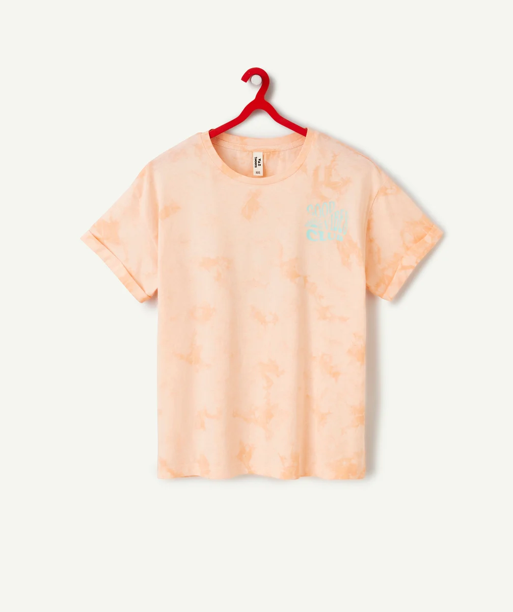 T-SHIRT MANCHES COURTES FILLE EN COTON BIO TIE & DYE ORANGE