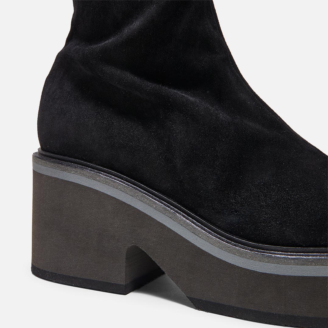 HIGH BOOTS - ANKI boots, black suede lambskin