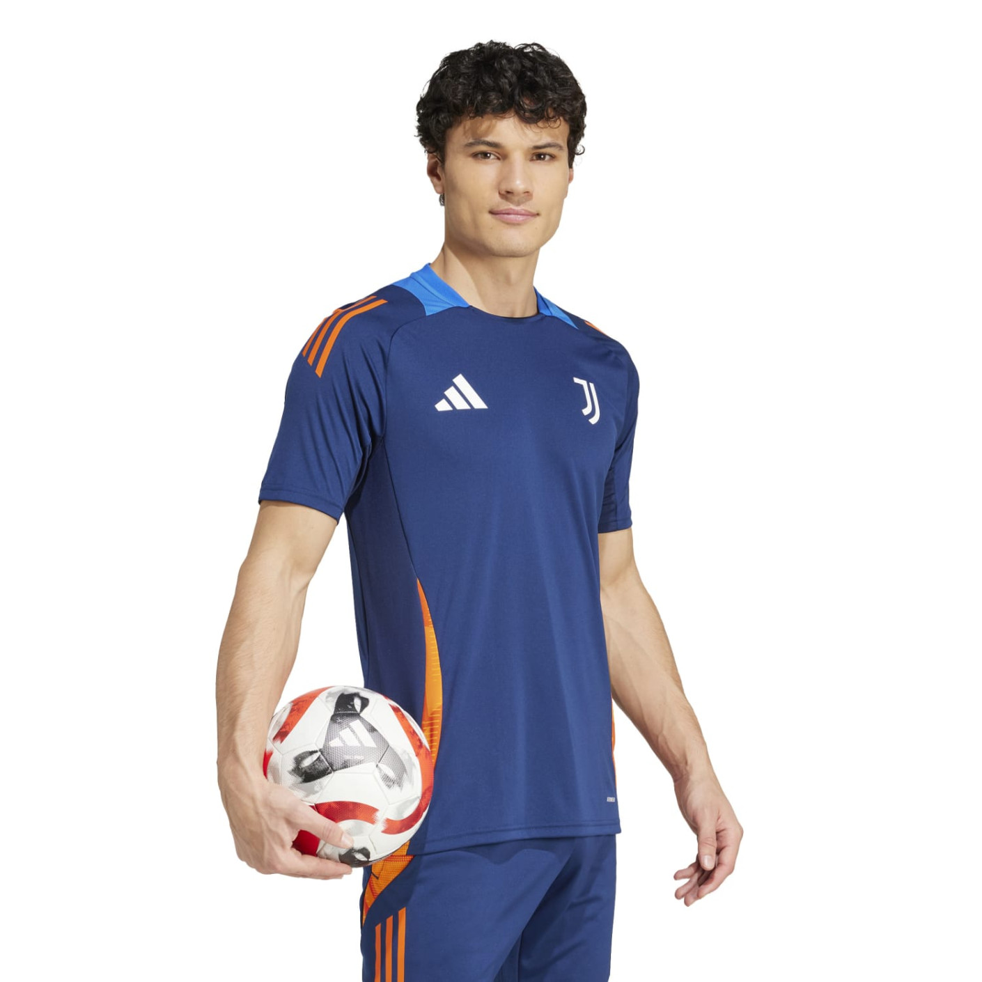 Adidas Juventus Trainingsshirt 2024-2025 Donkerblauw Oranje Wit