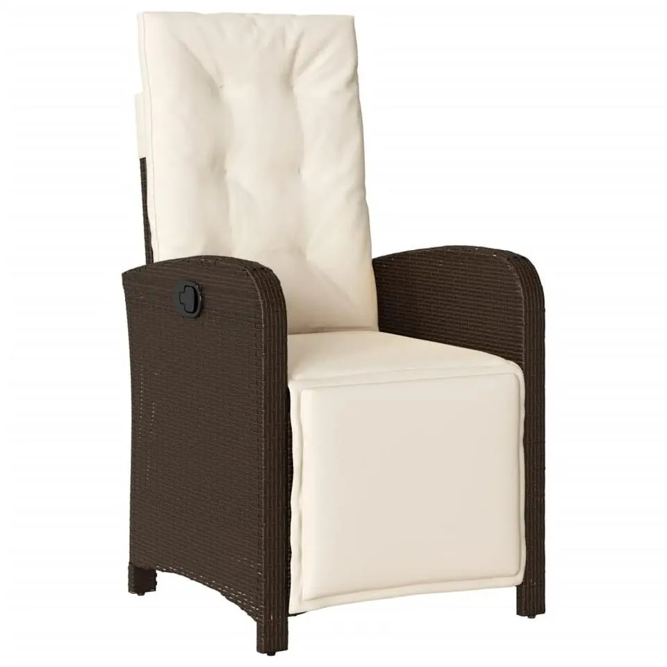 vidaXL - Verstelbare tuinstoelen - Voetensteun - Bruin - Poly rattan - 2 stuks