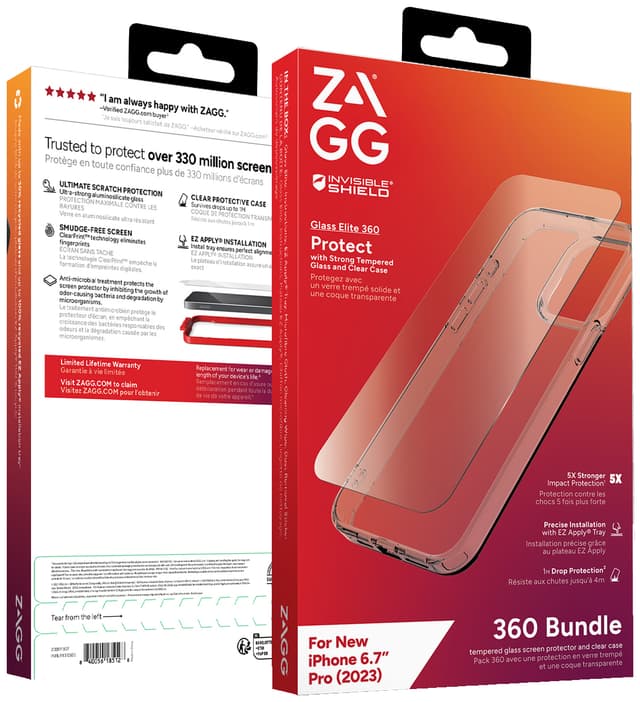 Zagg iPhone 15 Pro Max Glass Elite 360 etui og skærmbeskytter (gennemsigtig)