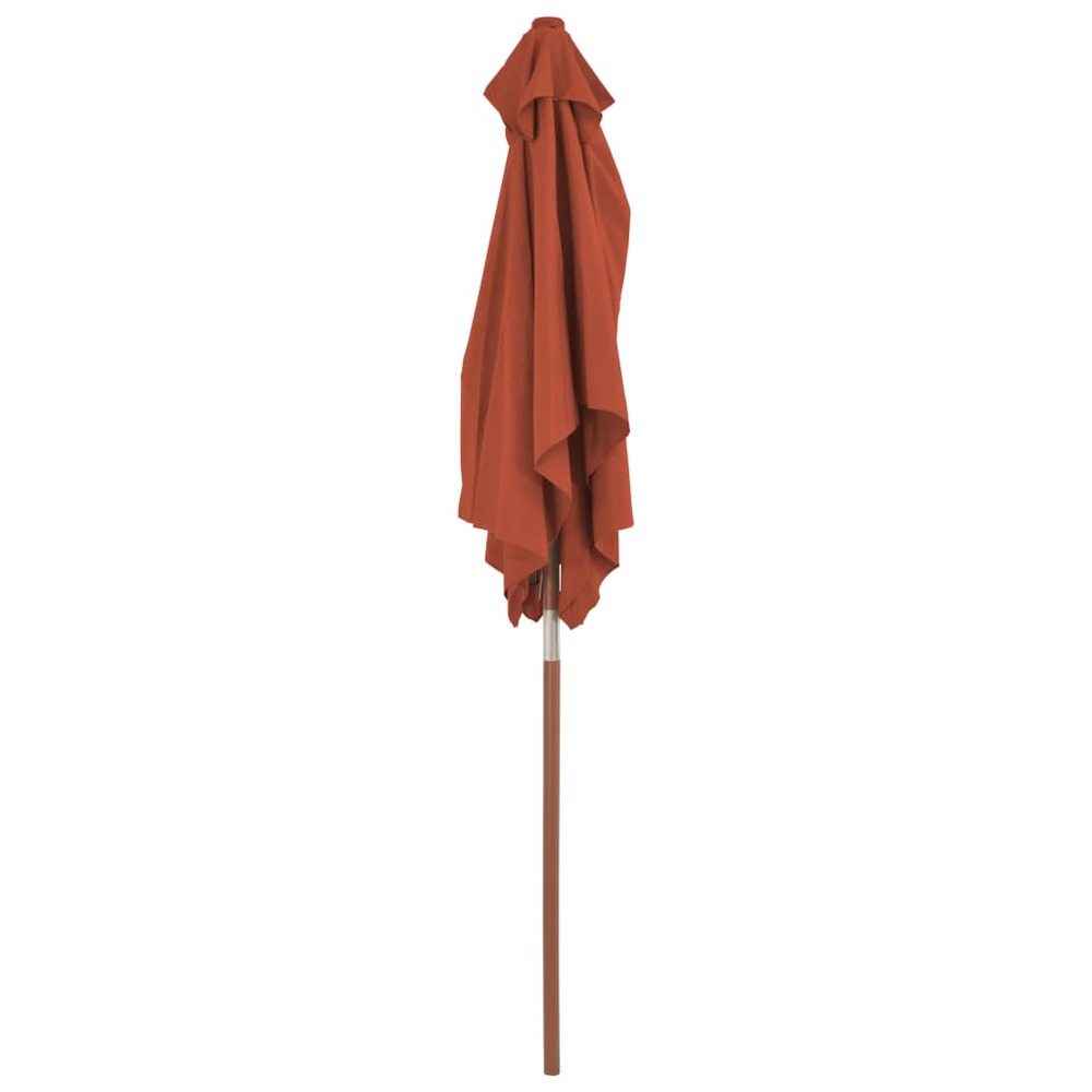 Parasol d'extérieur avec mât en bois 150 x 200 cm orange