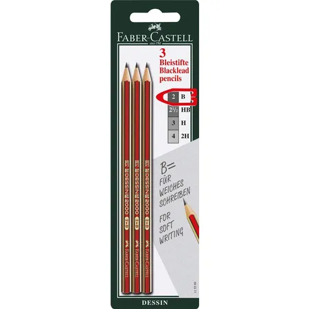 Faber-Castell Bleistift Dessin, B, 3 Stück