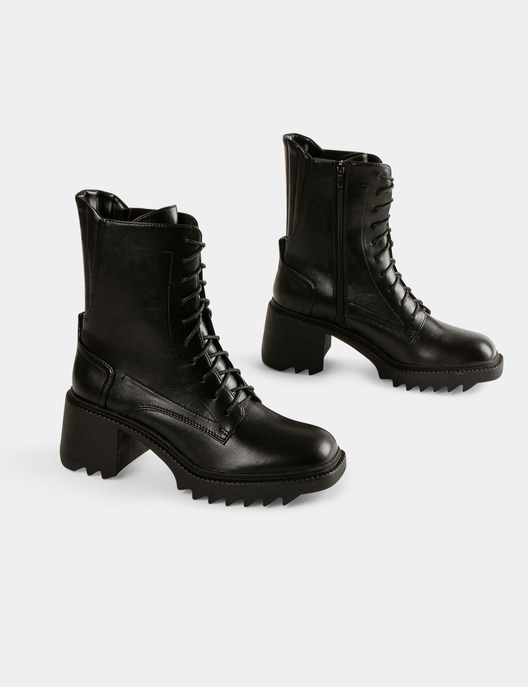 Bottines crantées à talons noir femme - noir
