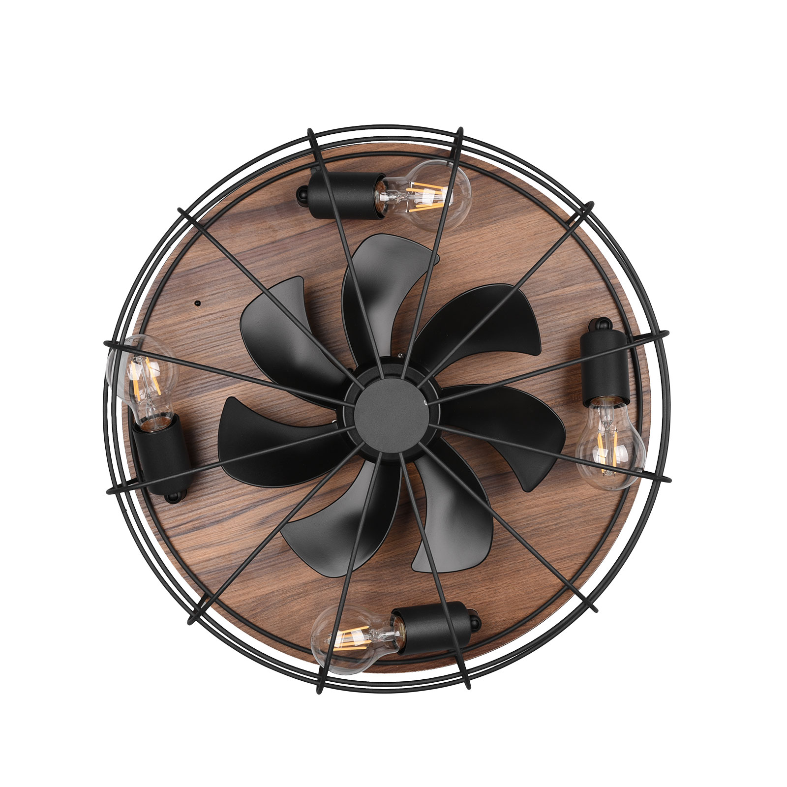 Deckenleuchte mit Ventilator - schwarz-braun - Metall