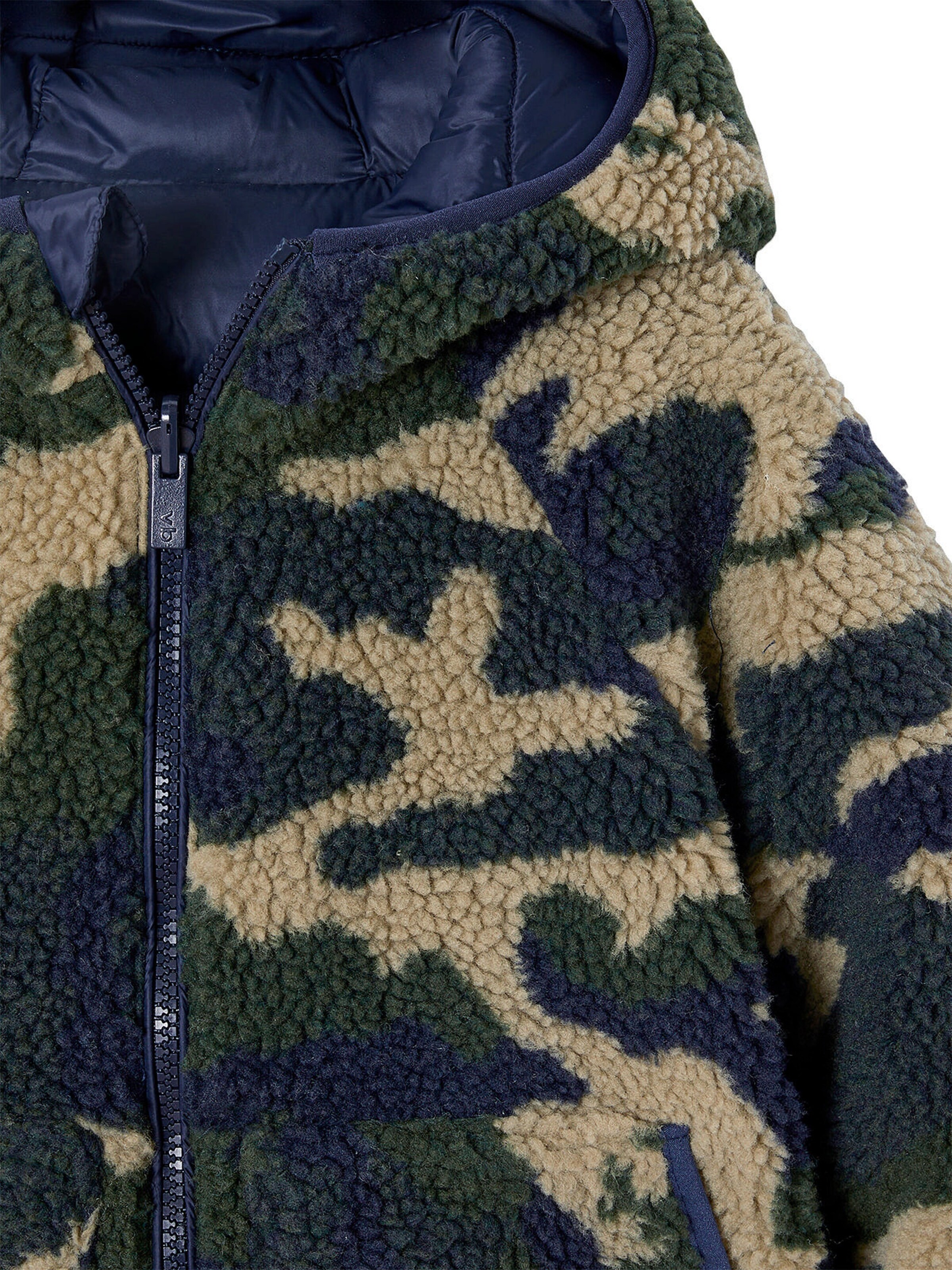 Vertbaudet Jungen Wende-Steppjacke mit Teddyfleece, Recycling-Polyester-Wattierung marine