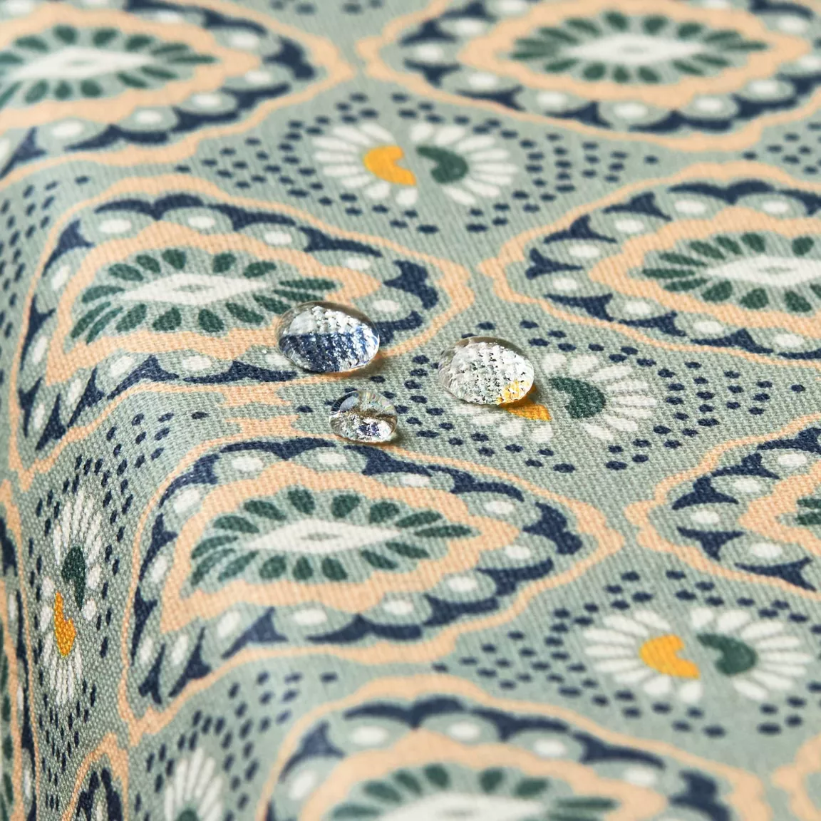 Nappe rectangulaire coton enduit (150 x 250 cm) Palerme Verte