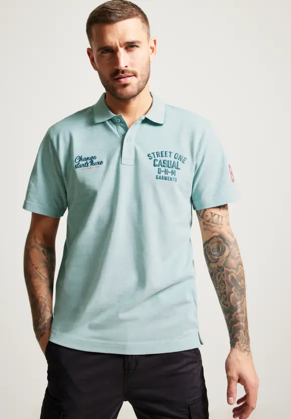 Piquée Printmix Poloshirt - dust green