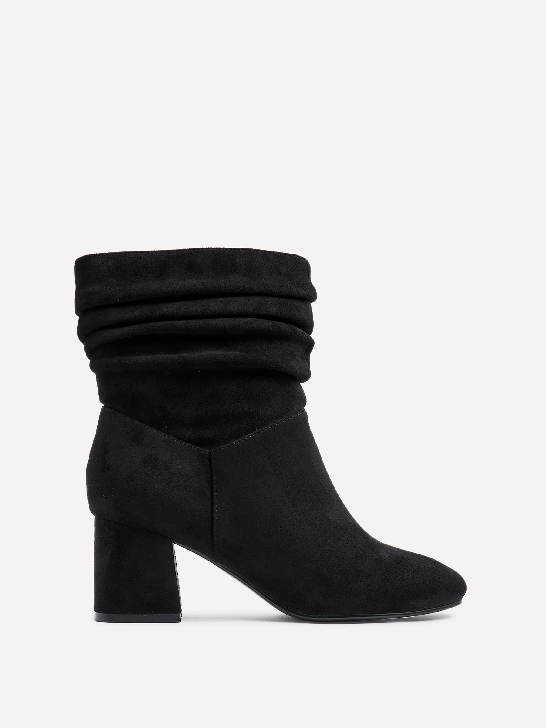 Zwart - Linzi Wide Fit Zayda Ruched Heeled Ankle Boots