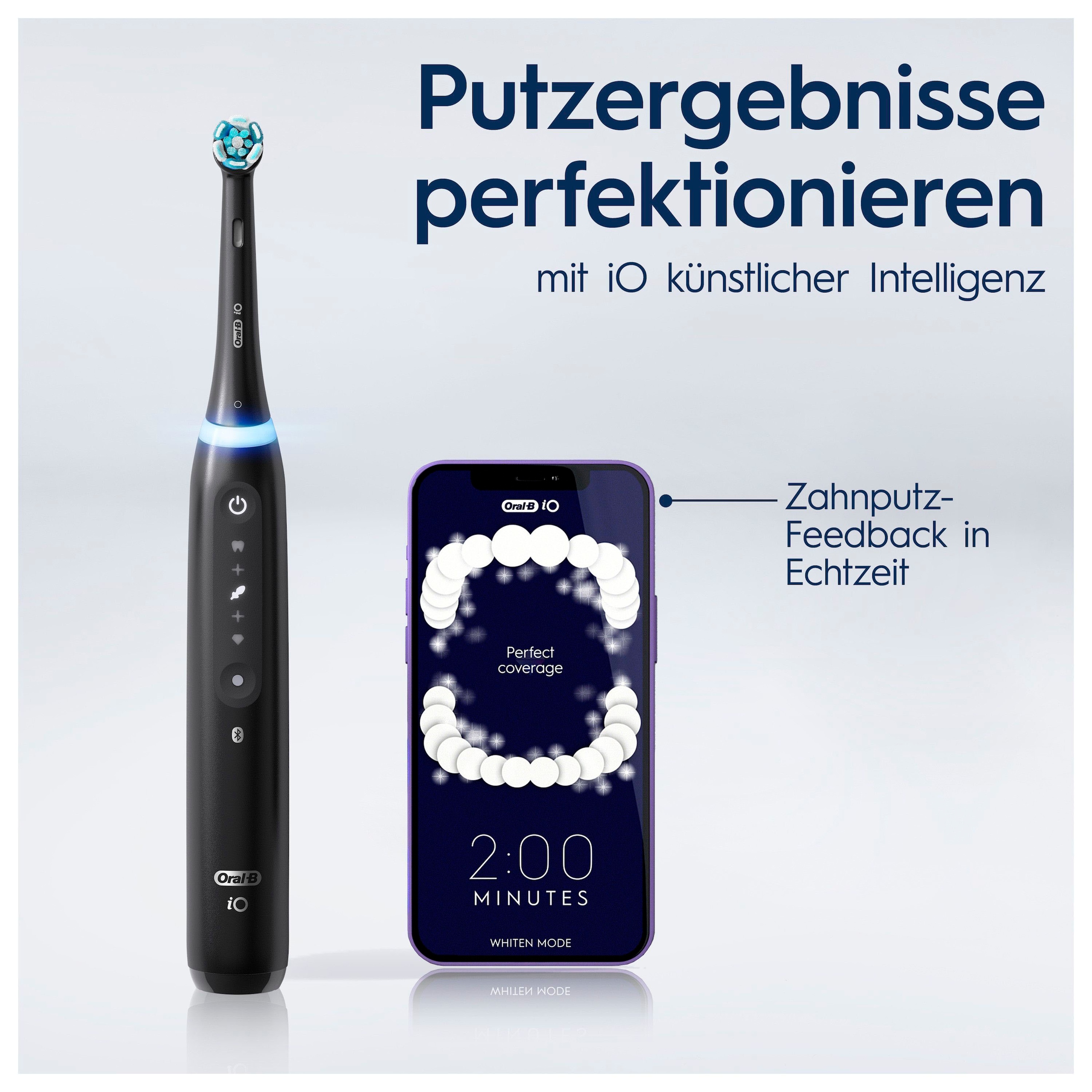 Oral-B Elektrische Zahnbürste »iO 5 Duopack« 2 Stk. Aufsteckbürsten mit Magnet-Technologie, LED-Anzeige, 5 Putzmodi, Reiseetui